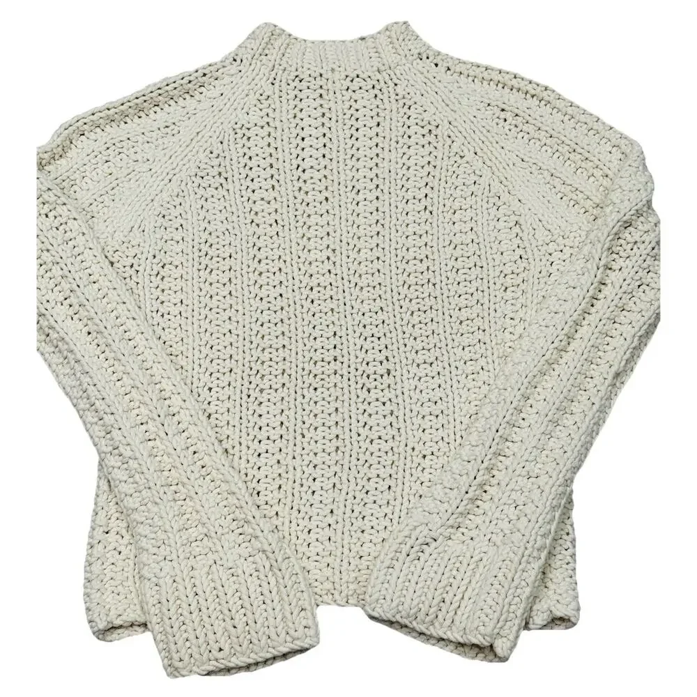 J. CREW ‘KNIT BY HAND’ IVORY CHUNKY KNIT SWEATER SZ MEDIUM - Picture 9 of 9